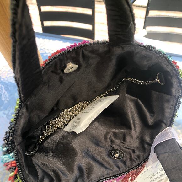 Beaded Multicolor Black Fringe Bag Viral Beaded Statement Bag Marshall's NWT - Picture 3 of 3